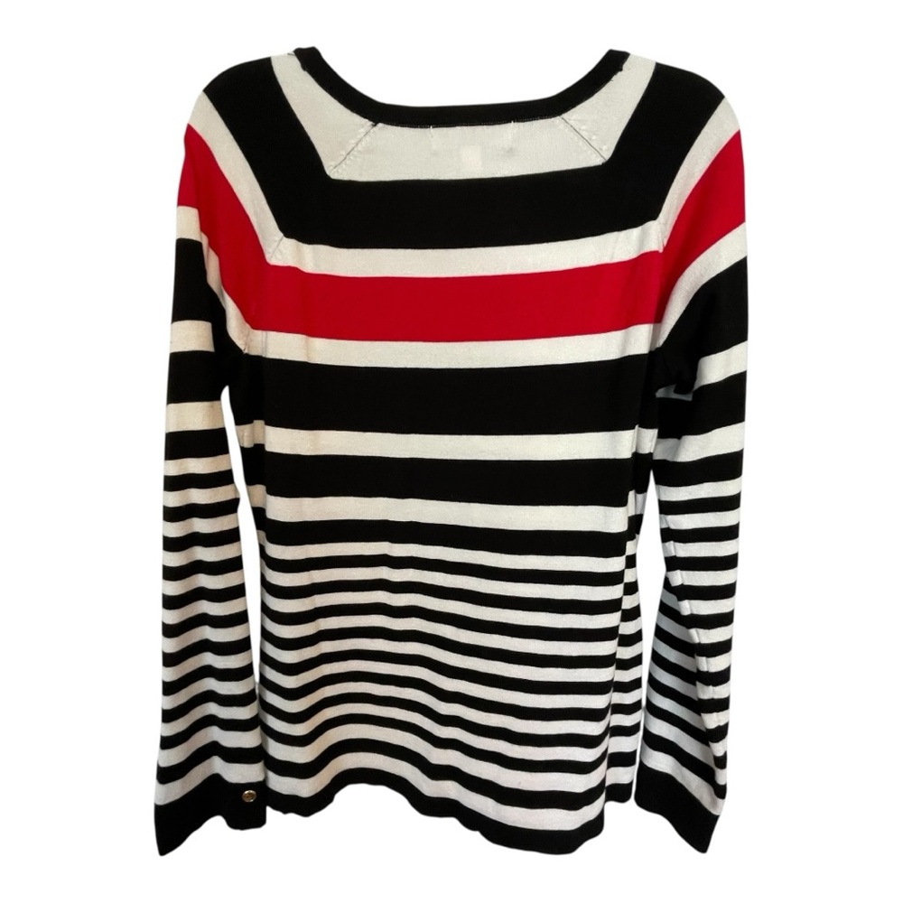 Karen Scott Black and White Striped Blouse - Picture 2 of 3